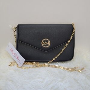 Marilyn Monroe Black Envelope Shoulder Bag with Gold Chain